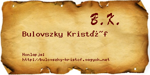 Bulovszky Kristóf névjegykártya